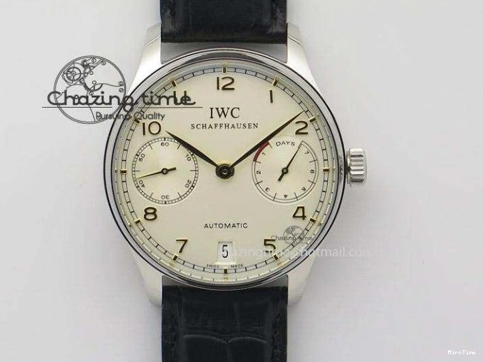 MIROTIME 0211 Portuguese Real PR Real Annual Calendar IW503502 ZF 1:1 Best Edition Black Dial Steel Markers on Black Leather Strap A StreetReady 7134